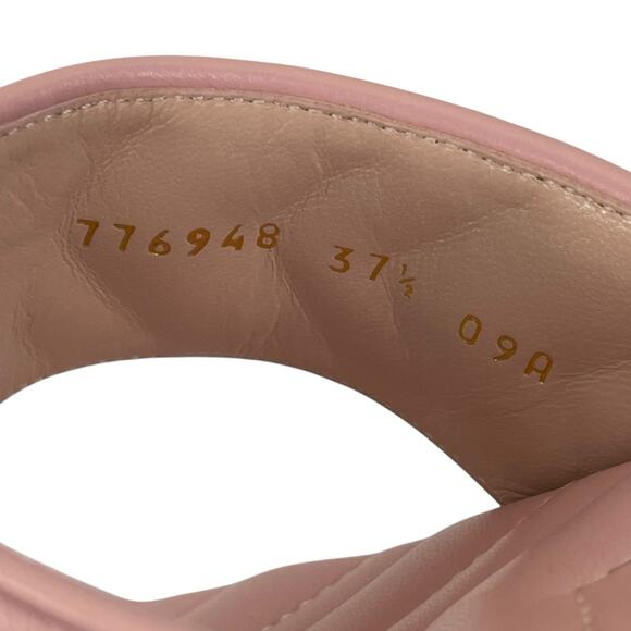 Gucci GG Logo Marmont Leather Thong Flat Sandals Pink Gold Size 37.5 - Picture 13 of 14